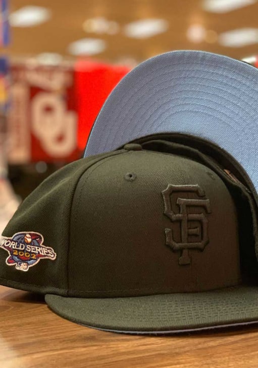 New Era San Francisco Giants Mens Black Tonal Blue UV 2002 WS Side Patch 59FIFTY Fitted Hat