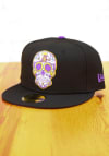 Main image for New Era Los Angeles Lakers Mens Black Sugar Skull Purple UV 59FIFTY Fitted Hat