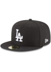 Main image for New Era Los Angeles Dodgers Mens Black White Logo 59FIFTY Fitted Hat