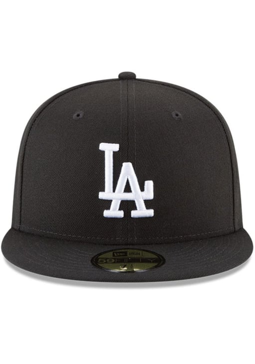 New Era Los Angeles Dodgers Mens Black White Logo 59FIFTY Fitted Hat