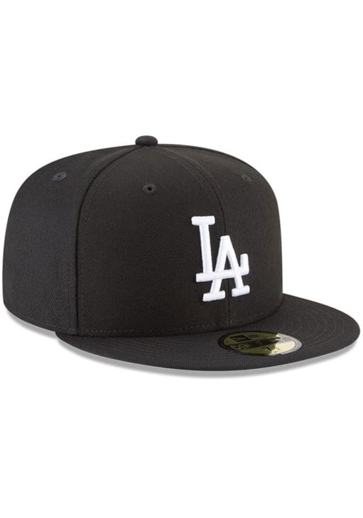 New Era Los Angeles Dodgers Mens Black White Logo 59FIFTY Fitted Hat