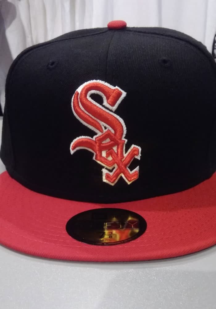 red and black white sox hat