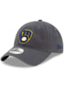Milwaukee Brewers New Era Core Classic 9TWENTY Adjustable Hat - Grey