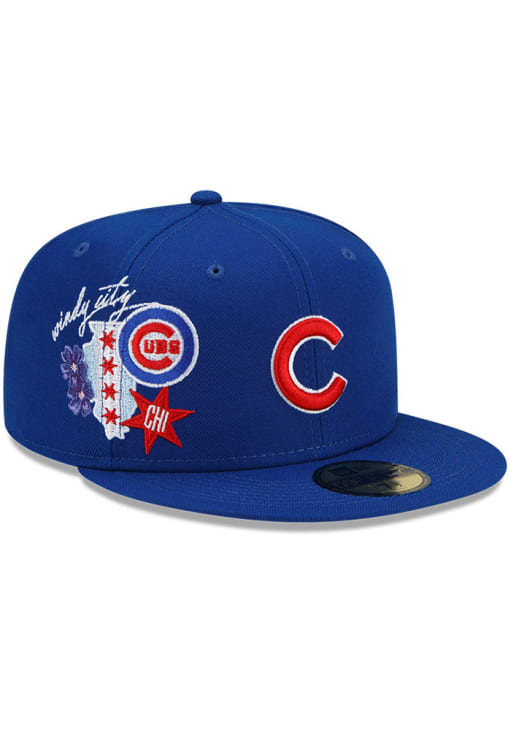 New Era Chicago Cubs Mens Blue City Cluster 59FIFTY Fitted Hat