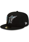 Main image for New Era Miami Marlins Mens Black City Cluster 59FIFTY Fitted Hat