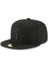 Main image for New Era Philadelphia Phillies Mens Black Basic Black 59FIFTY Fitted Hat