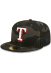 Main image for New Era Texas Rangers Mens Black Camo 59FIFTY Fitted Hat