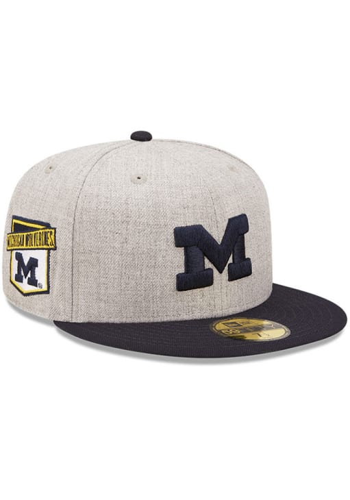 Michigan Wolverines Heather Patch 59FIFTY Grey New Era Fitted Hat