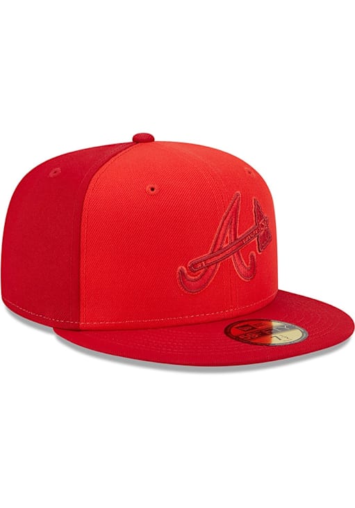 Atlanta Braves Mens Tri Tone Team 59FIFTY Red New Era Fitted Hat