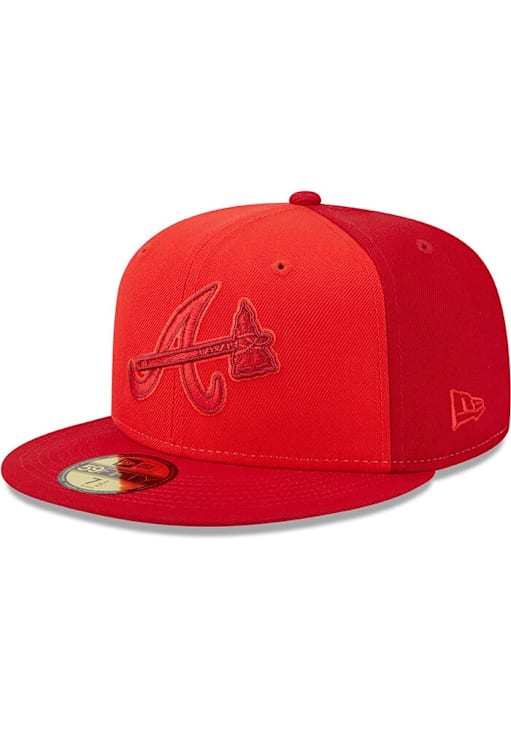 Atlanta Braves Mens Tri Tone Team 59FIFTY Red New Era Fitted Hat