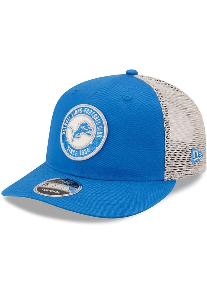 New Era Detroit Lions Enzyme Wash 2T Patch Trucker LP9FIFTY Adjustable Hat Blue