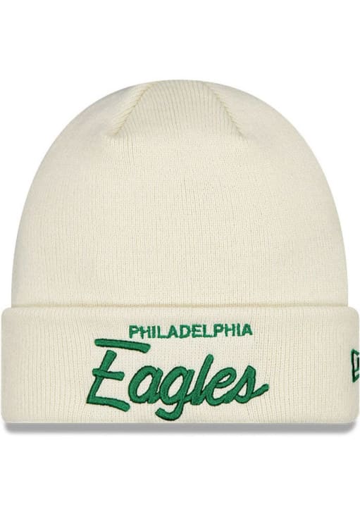 Philadelphia Eagles New Era IVORY Retro Script Cuff Knit Hat