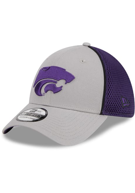 K-State Wildcats New Era Pipe Neo 39THIRTY Flex Hat - Grey
