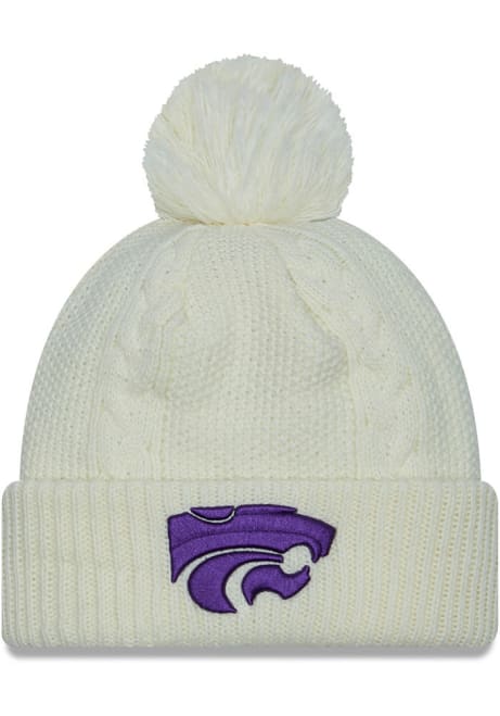 K-State Wildcats New Era Cabled Cuff Pom Womens Knit Hat - White
