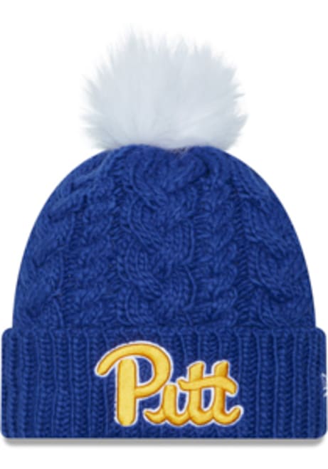 Pitt Panthers New Era Pom Cuff Womens Knit Hat - Blue