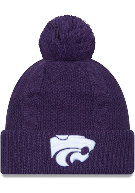 K-State Wildcats New Era JR Cabled Cuff Pom Youth Knit Hat - Purple