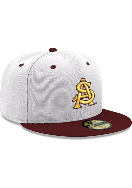 New Era Arizona State Sun Devils Mens White AS Logo 2T 59FIFTY Fitted Hat