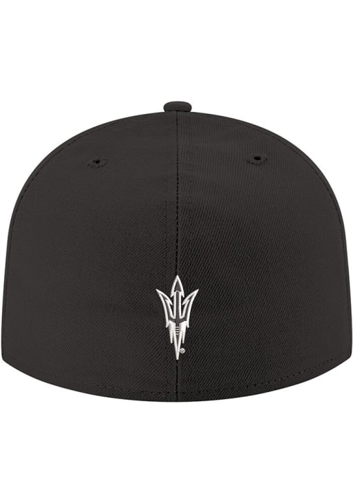 New Era Arizona State Sun Devils Mens Black AS Logo Black and White 59FIFTY Fitted Hat