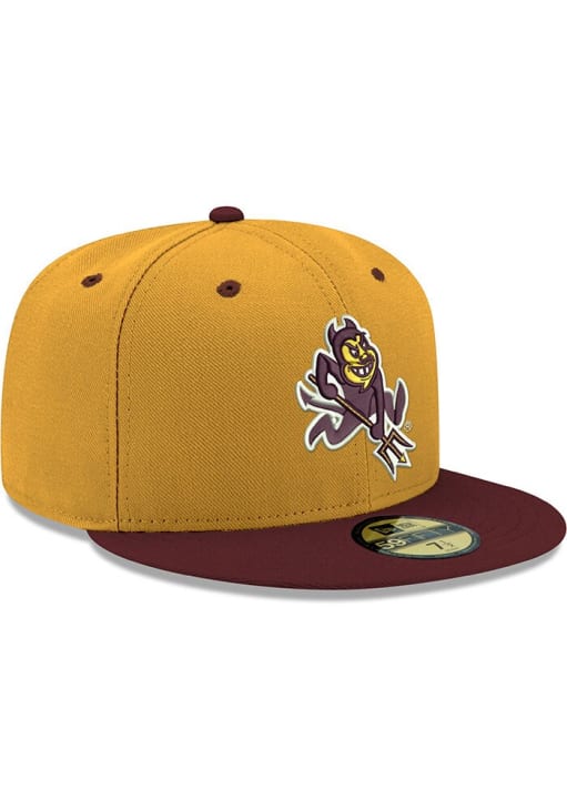 New Era Arizona State Sun Devils Mens Gold Sparky Logo 2T 59FIFTY Fitted Hat