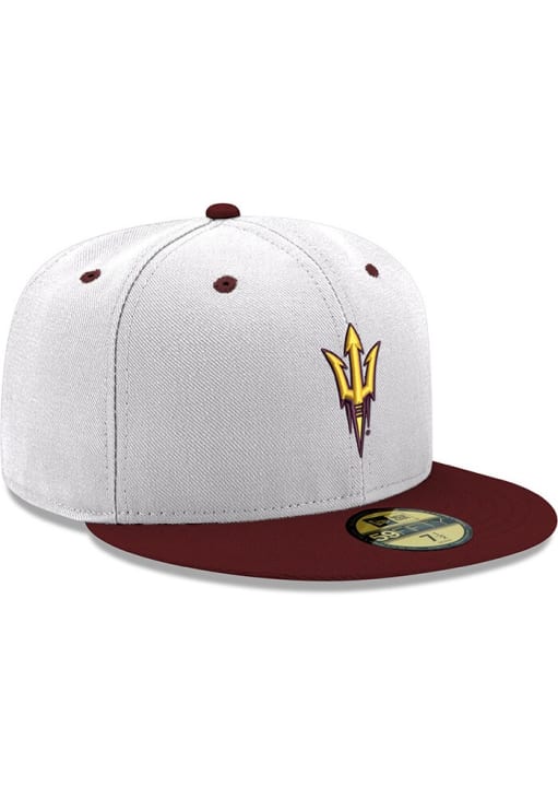New Era Arizona State Sun Devils Mens White Fork Logo 2T 59FIFTY Fitted Hat