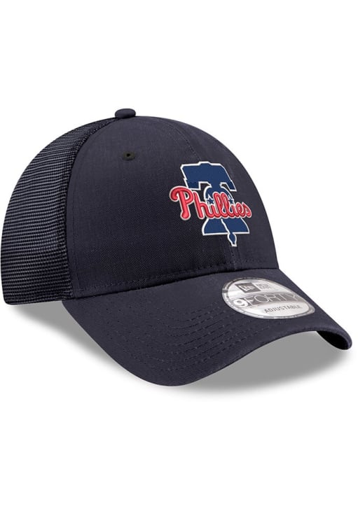 New Era Philadelphia Phillies Trucker 9FORTY Adjustable Hat - Navy Blue