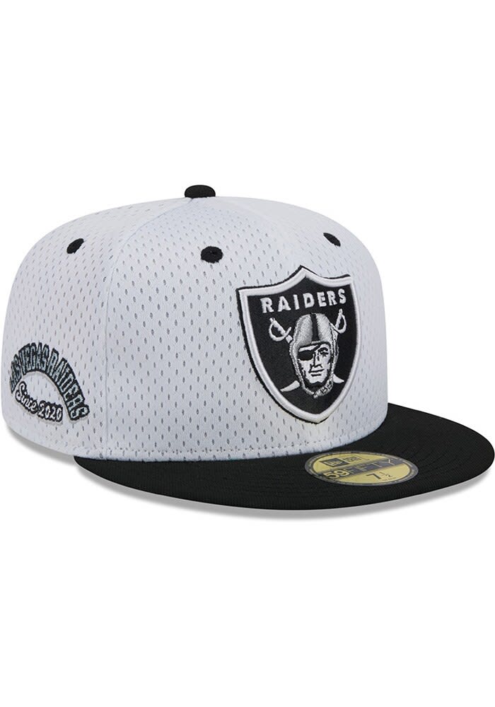 Las Vegas Raiders Mens Throwback Jersey Mesh 2T 59FIFTY WHITE New Era Fitted Hat