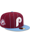 Main image for New Era Philadelphia Phillies Mens Maroon Throwback 2T Pinstripe 59FIFTY Fitted Hat