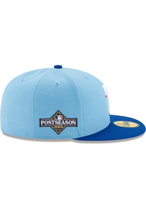 Texas Rangers 2023 Postseason Side Patch AC Alt 2 59FIFTY Light Blue New  Era Fitted Hat