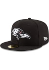 Main image for New Era Baltimore Ravens Mens Black Black and White Tonal 59FIFTY Fitted Hat