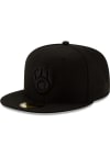 Main image for New Era Milwaukee Brewers Mens Black Tonal Logo Basic 59FIFTY Fitted Hat