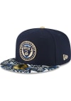 Main image for New Era Philadelphia Union Mens Navy Blue Visor Print Gold UV 59FIFTY Fitted Hat