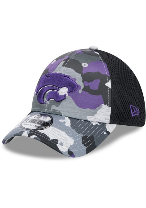New Era K-State Wildcats Black 2T Active Training Camo 39THIRTY Flex Hat, Black, POLYESTER, Size S/M, Rally House