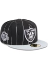 Main image for New Era Las Vegas Raiders Mens Black Throwback 2T Pinstripe 59FIFTY Fitted Hat