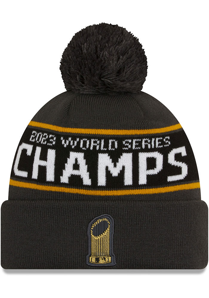 New Era Texas Rangers Charcoal 2023 World Series Champions Locker Room Cuff  Pom Mens Knit Hat