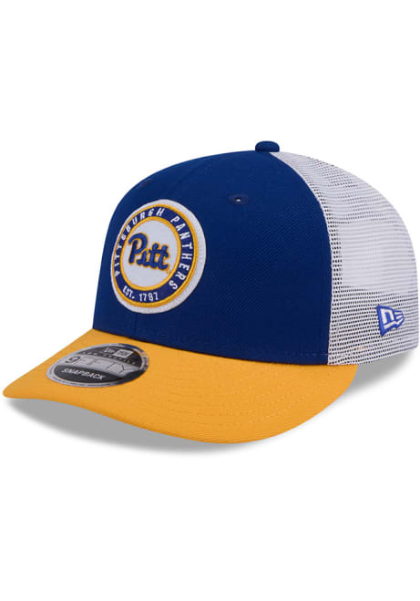 New Era Blue Pitt Panthers Throwback 3T Circular Trucker LP 9FIFTY Adjustable Hat