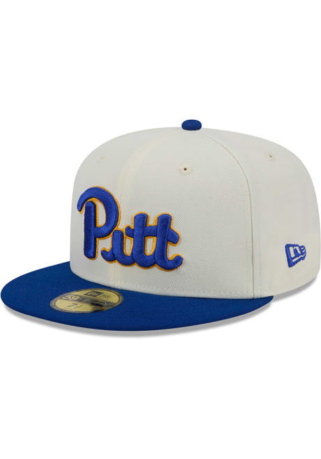 Pitt Panthers New Era Chrome 2T Evergreen 59FIFTY Fitted Hat - White