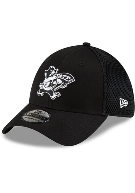 K-State Wildcats New Era Black and White Logo 39THIRTY Flex Hat - Black