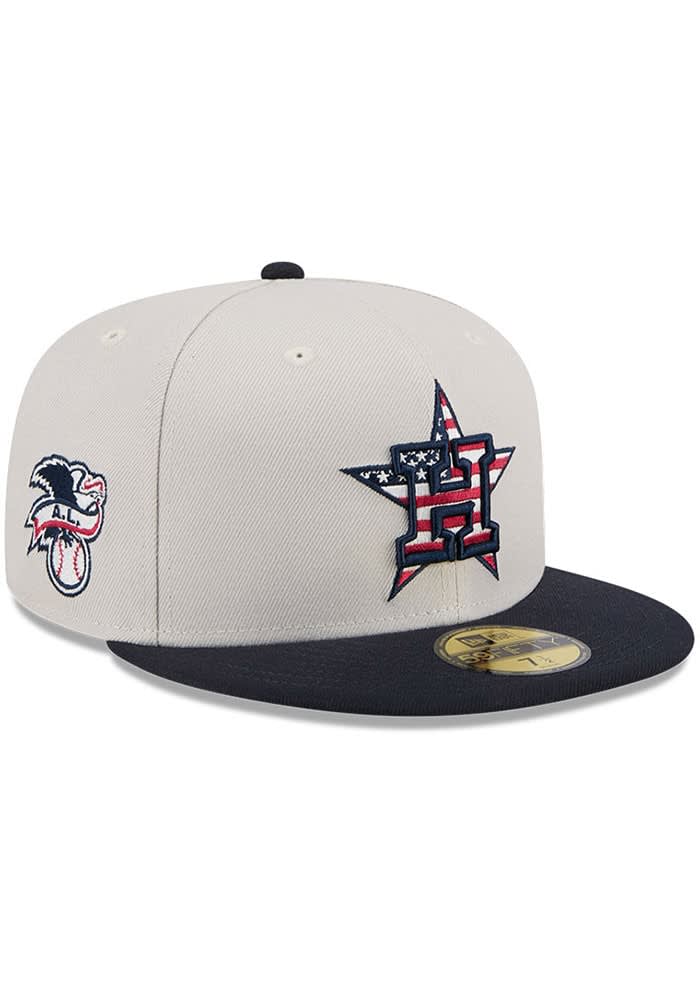 Houston Astros Mens 2024 4th of July 59FIFTY CREAM New Era Fitted Hat