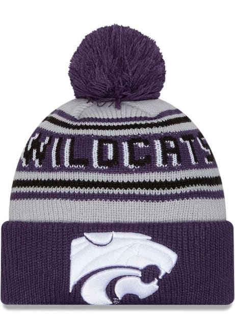 K-State Wildcats New Era Evergreen JR Cuff Pom Youth Knit Hat - Purple