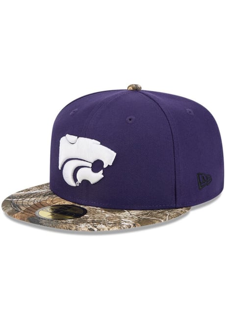 K-State Wildcats New Era Camo Visor 59FIFTY Fitted Hat - Purple