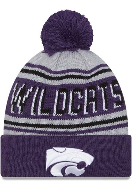 K-State Wildcats New Era Evergreen Cuff Pom Mens Knit Hat - Purple