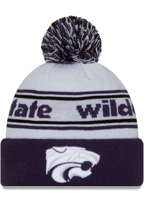 K-State Wildcats New Era Banded Cuff Pom Mens Knit Hat - White