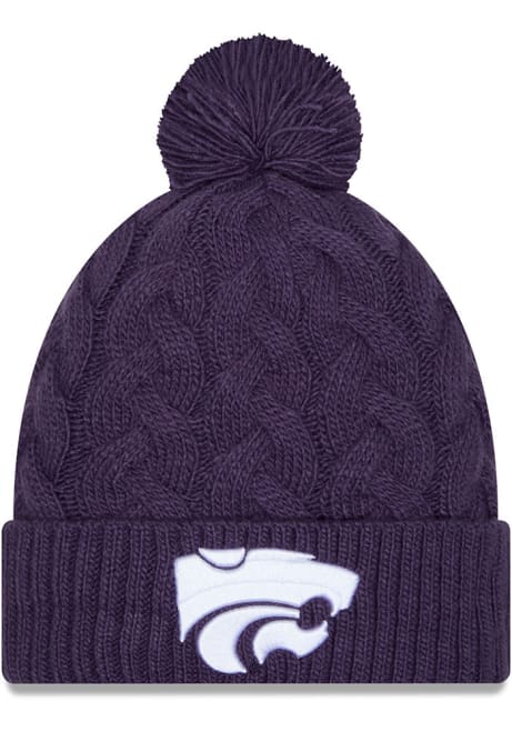 K-State Wildcats New Era Cabled Color Cuff Pom Womens Knit Hat - Purple