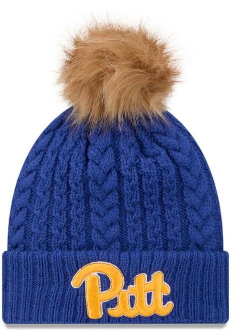 Pitt Panthers New Era Luxe Cuff Pom Womens Knit Hat - Blue