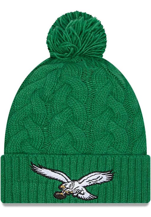 Philadelphia Eagles Cabled JR Cuff Pom KELLY New Era Youth Knit