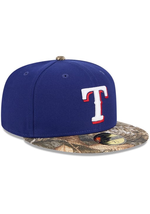 New Era Texas Rangers Mens Blue Camo Visor 59FIFTY Fitted Hat