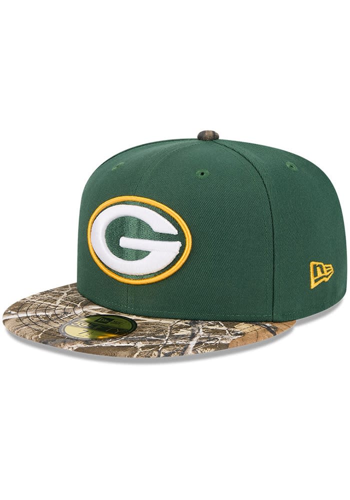 Green Bay Packers Mens Camo Visor 59FIFTY GREEN New Era Fitted Hat