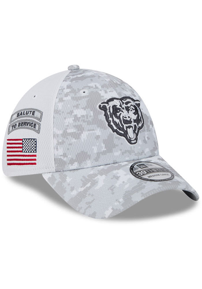 Chicago Bears Mens 2024 Salute to Service 39THIRTY White New Era Flex Hat