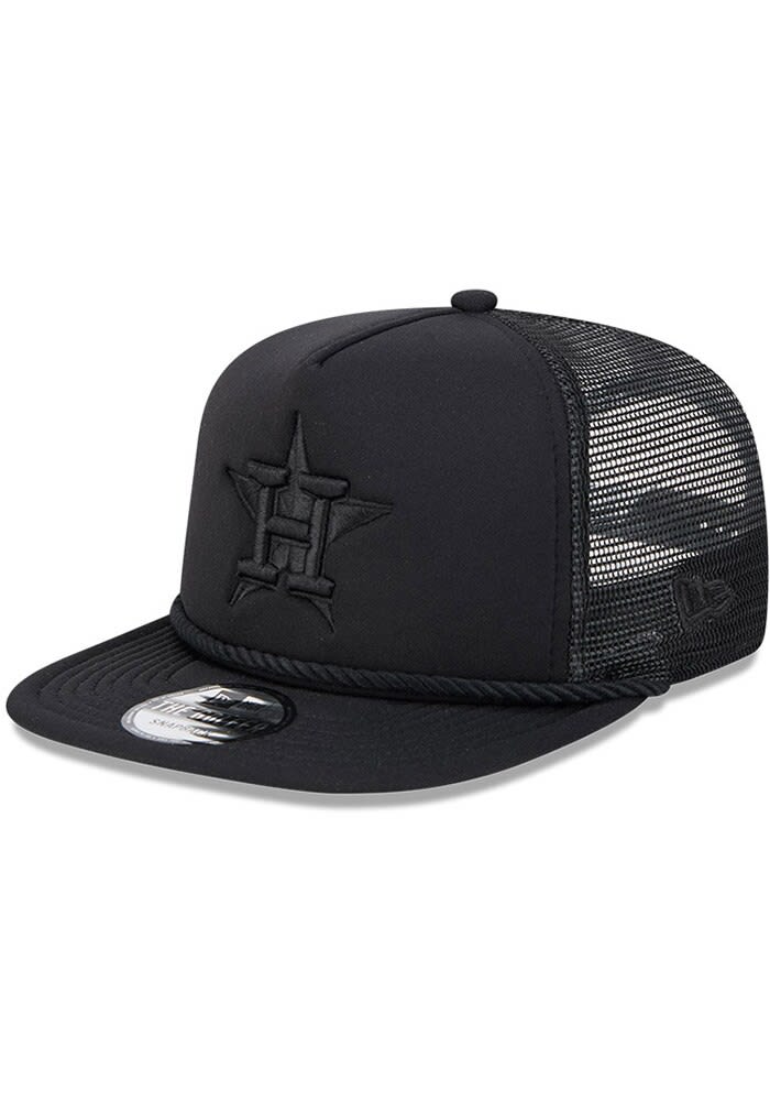 New Era Houston Astros Black Tone Rope Golfer Trucker Mens Snapback Hat