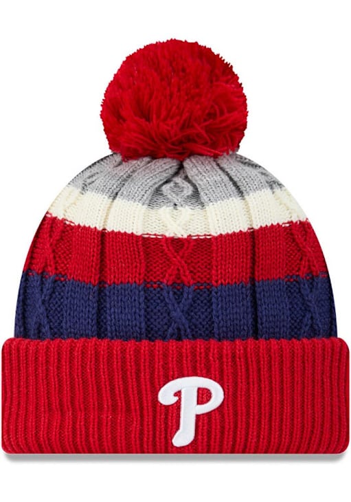 Philadelphia Phillies New Era Womens Cabled Color Cuff Pom Knit